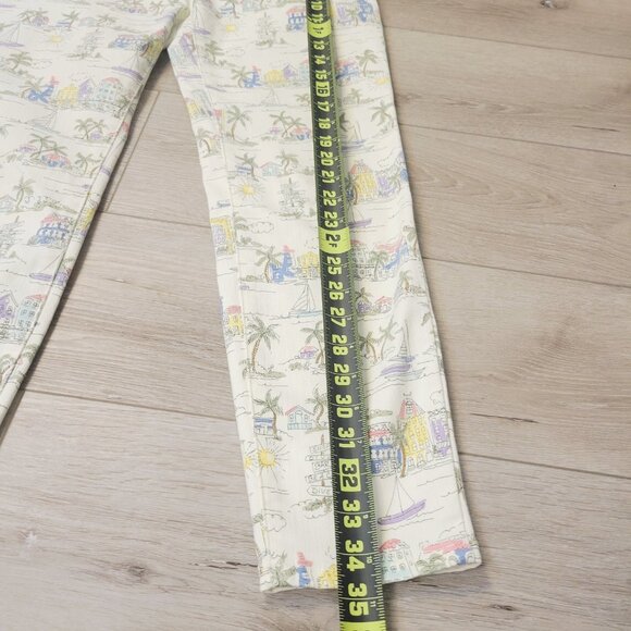 TALBOTS Flawless Jeans White Tropical Beach Print Jegging Cropped SIZE 4 (30x24) - Picture 3 of 6